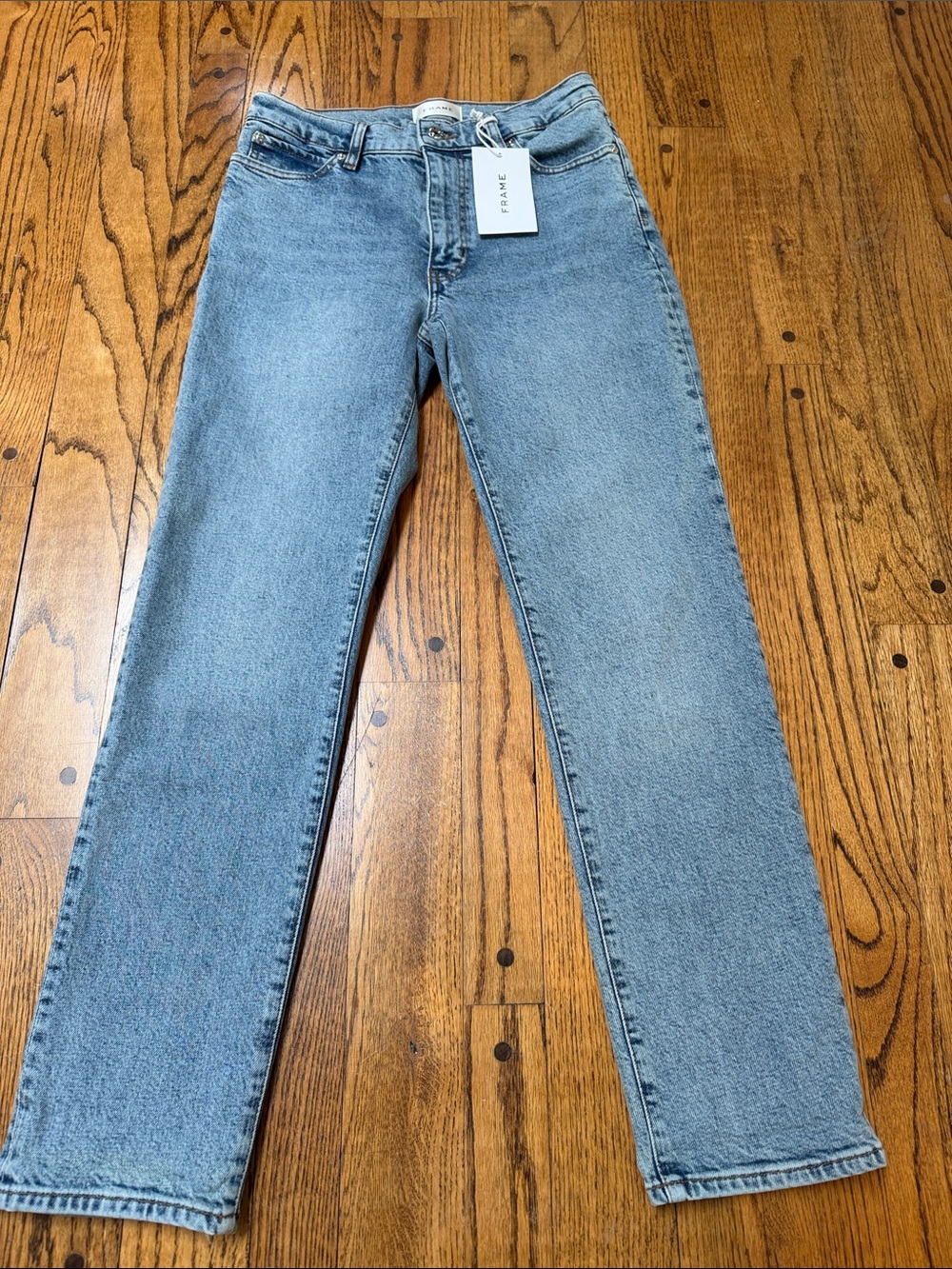 NWT Frame sz 27 The Borrowed Blue Jeans Denim Mid Rise Straight Leg Retail $248